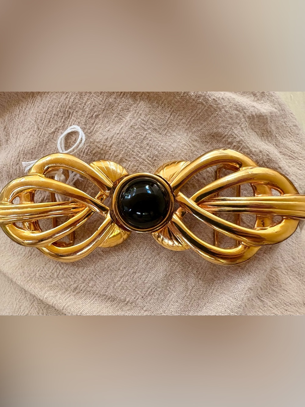 Vintage Dotty Smith Art Deco Faux Onyx Gold Belt Buckle